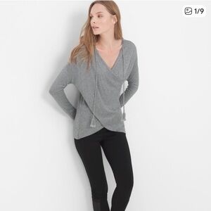 White House Black Market Gray Wrap Blouse